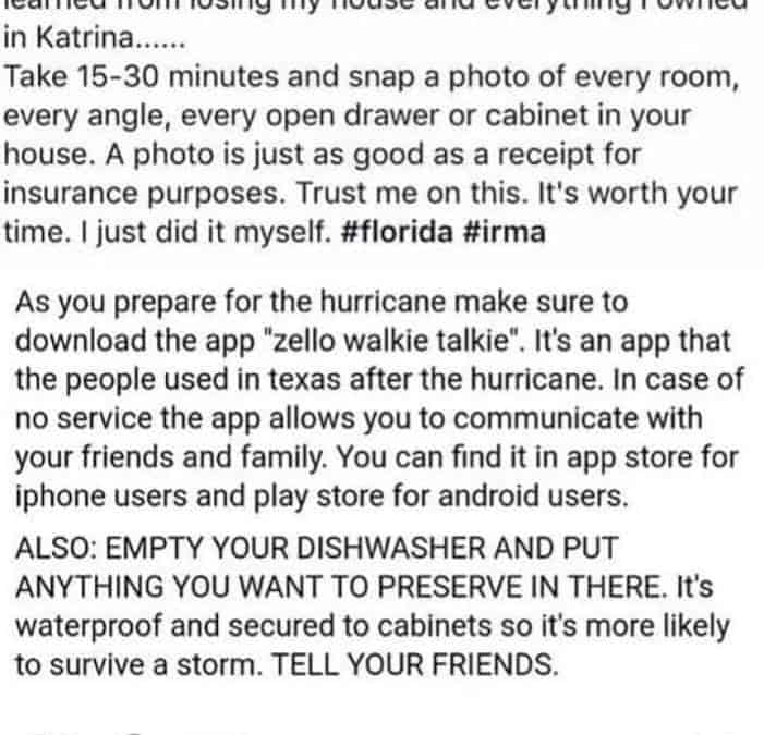 Inaccurate Hurricane Preparation Information Being Circulated