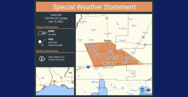 Southwest Louisiana Special Weather Statement for July 10, 2022