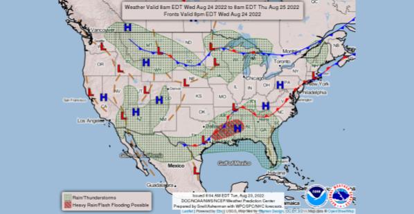 Hazardous Weather Outlook and Flood Watch Issued for Southwest Louisiana August 24