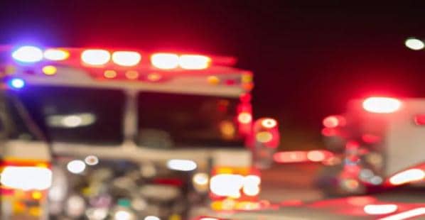 Louisiana Crash Scene at Night Fire Truck in Left of Image