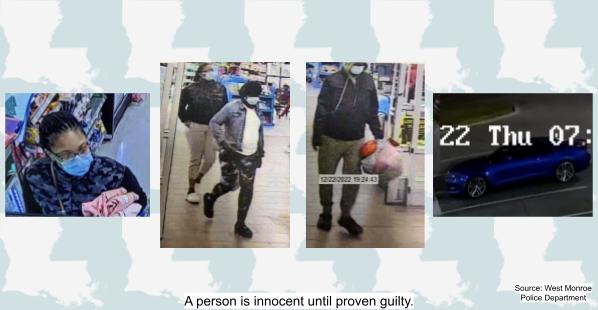 West Monroe, Louisiana, December 22, 2022, Theft Case Persons of Interest