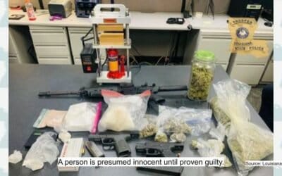 Authorities in Louisiana Arrest Two Suspects After Locating Firearms, a Drug Press, and Over a pound Each of Methamphetamine, Cocaine, and Marijuana