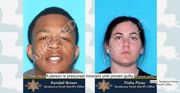 Kendall James Brown, 27, and Trisha Lynn Picou, 27, both of Houma, Louisiana
