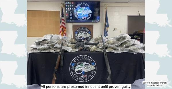 Grant Parish, Louisiana, 70 pounds of high-quality, prepackaged marijuana seized