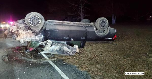 Calcasieu Parish Rollover Crash Results in Ejected Driver; Ward 6 Fire and CPSO Respond to Emergency