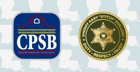 Calcasieu Parish School Board and Calcasieu Parish Sheriff's Office - Stitch Guillory logo