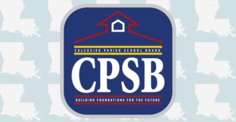 Calcasieu Parish School Board Logo on Louisiana Background