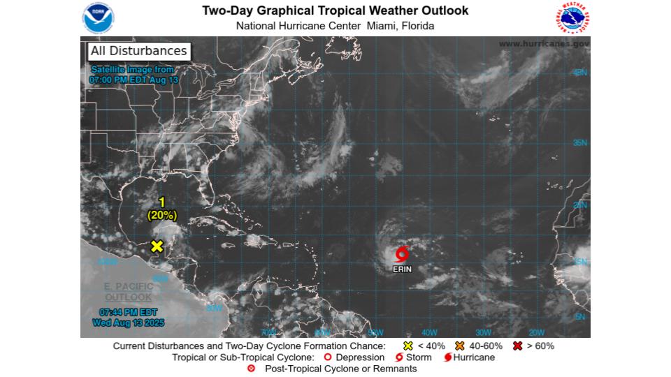 Tropical Storm Erin Strengthening in Atlantic, Gulf Disturbance Bears Watching for Louisiana and Texas