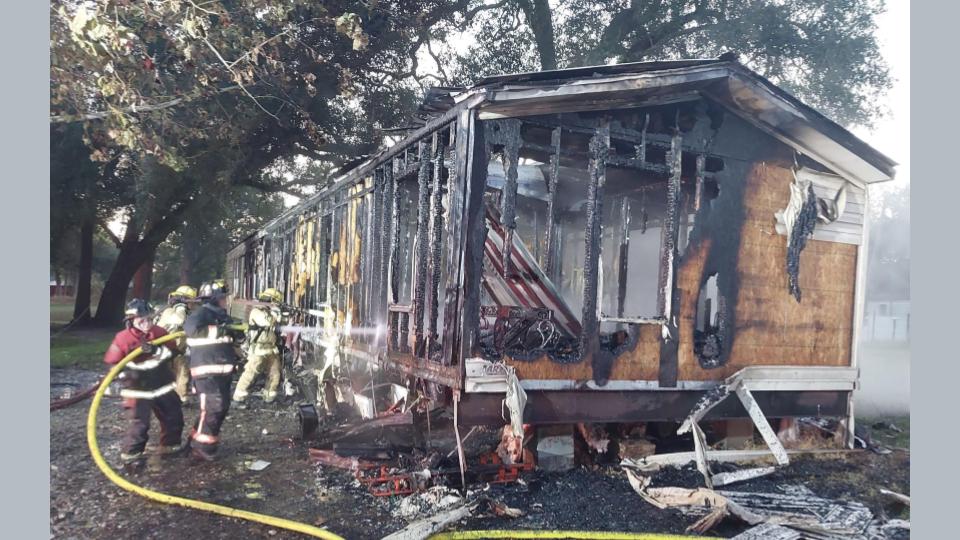 Houston River Fire Department Responds To Mobile Home Fire On East Jim Pickens Road In Calcasieu Parish