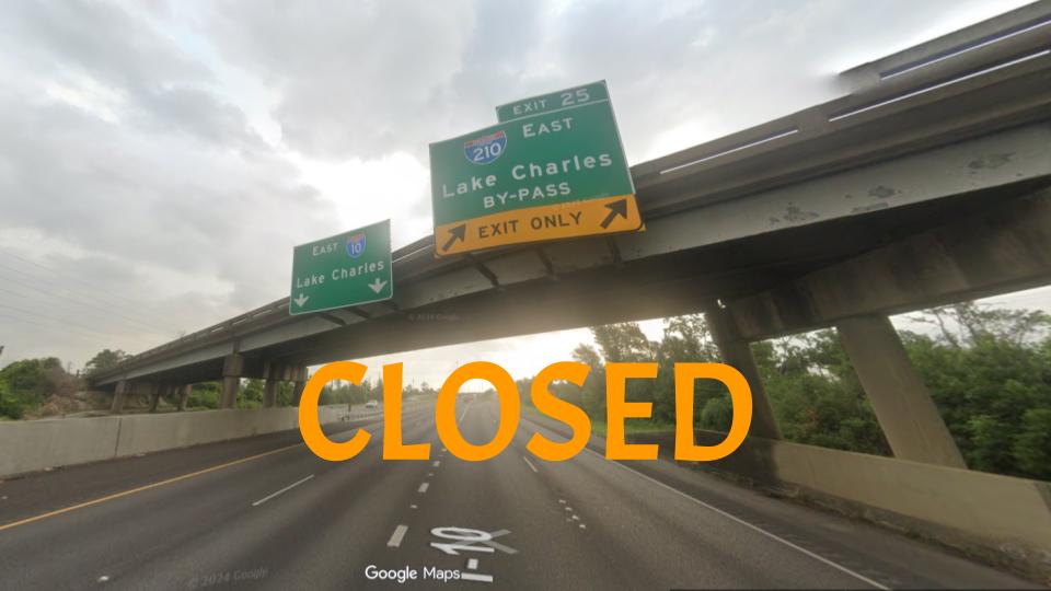 I-10 Closures at I-210 Interchange In Sulphur, October 29-30